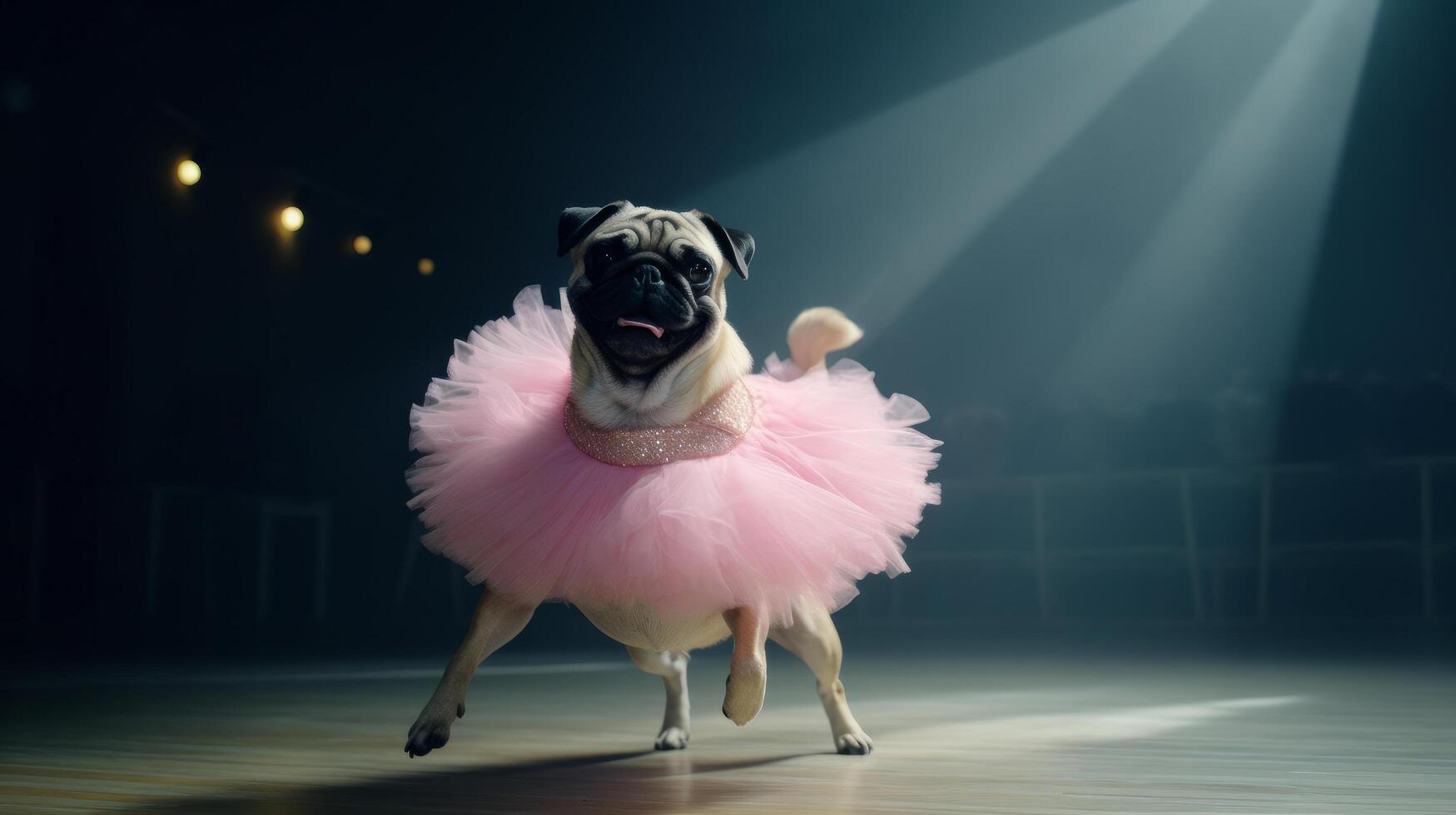 carlin dod dans une lumière rose ballet jupe est dansant comme une ballerine, illustration ai génératif photo