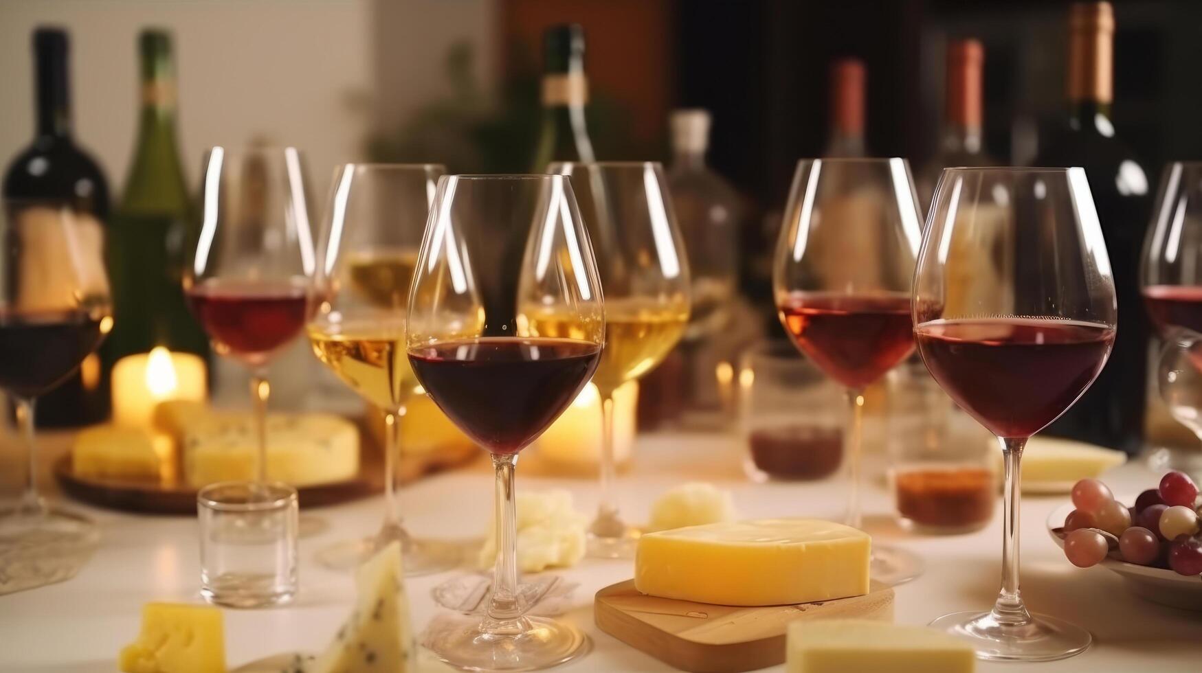 du vin et fromage Contexte. illustration ai génératif photo