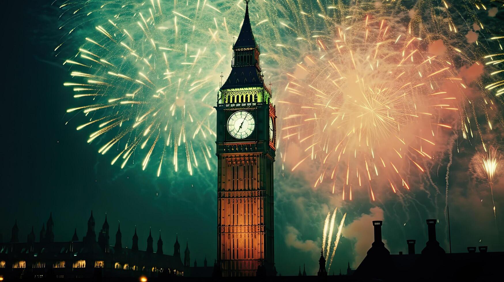 vacances feux d'artifice dans Londres. illustration ai génératif photo