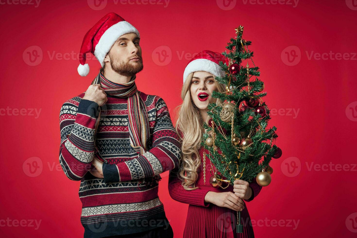 Jeune couple Noël décorations décoration vacances ensemble romance photo