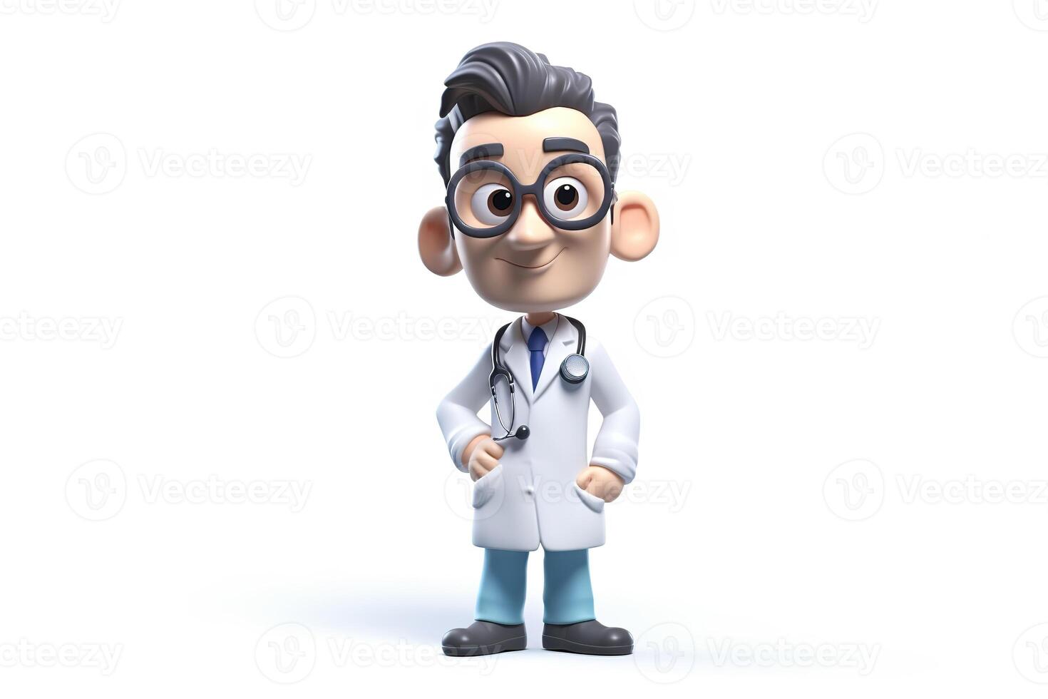 ai généré. ai génératif. 3d mixeur médecin médicament bobble tête figure jouet. graphique art photo