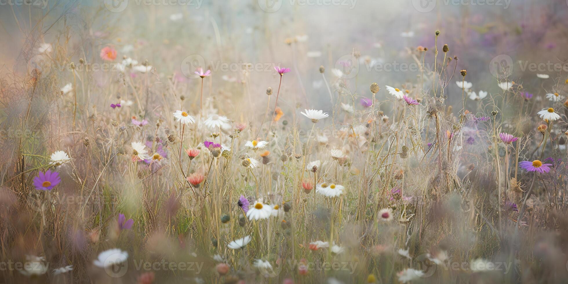 ai génératif. ai généré. sauvage fleurs printemps Extérieur champ. romantique la nature amoureux l'amour esthétique ambiance. graphique art photo