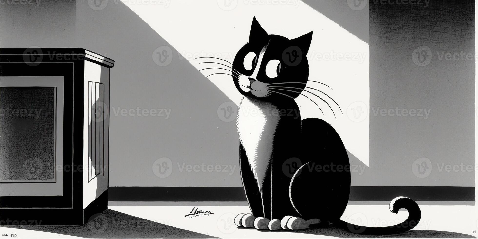 ai généré. 1935 leon Schlesinger inspiré dessin animé chat personnage. ai génératif. graphique art photo