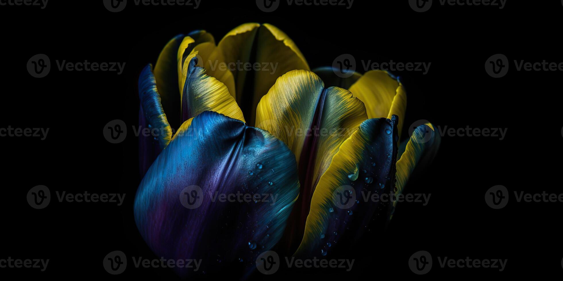 ai génératif. ai généré. bleu et Jaune esthétique magnifique tulipe fleur dans Couleur de Ukraine. romantique l'amour ambiance. graphique art photo