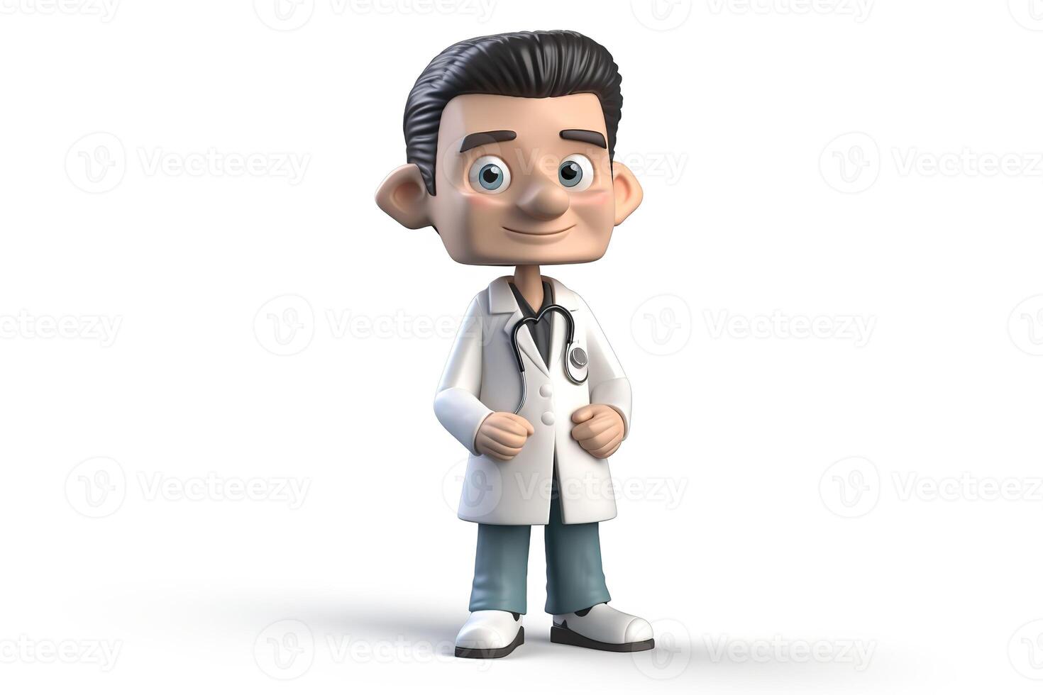 ai généré. ai génératif. 3d mixeur médecin médicament bobble tête figure jouet. graphique art photo