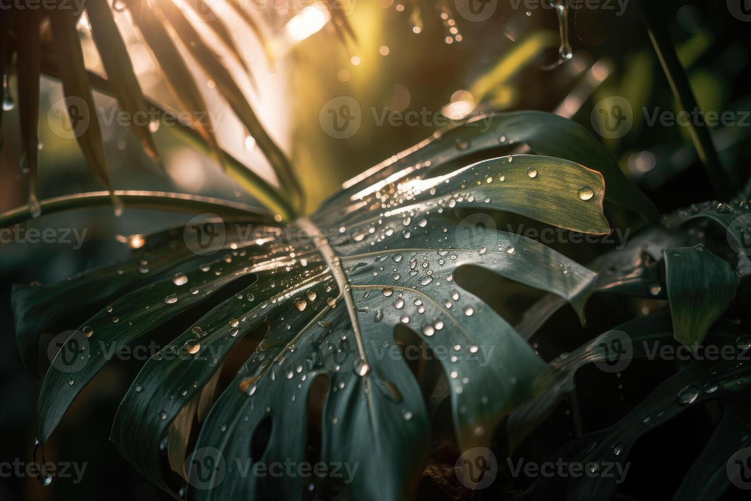 vert tropical paume feuilles. la nature printemps concept. minimal été abstrait jungle ou forêt modèle. génératif ai photo