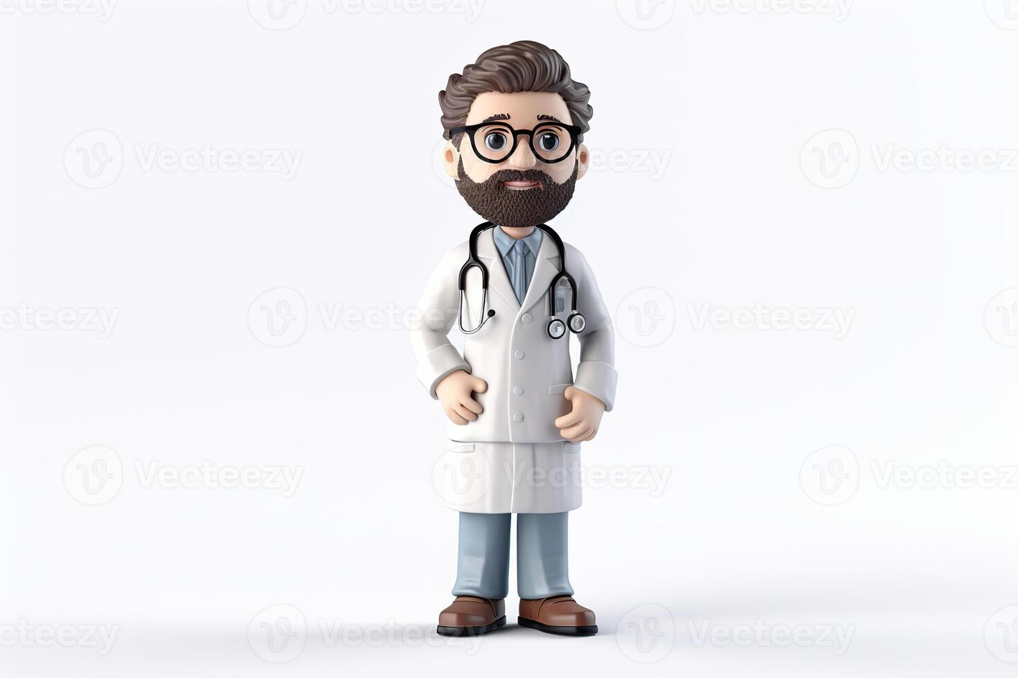 ai généré. ai génératif. 3d mixeur médecin médicament bobble tête figure jouet. graphique art photo