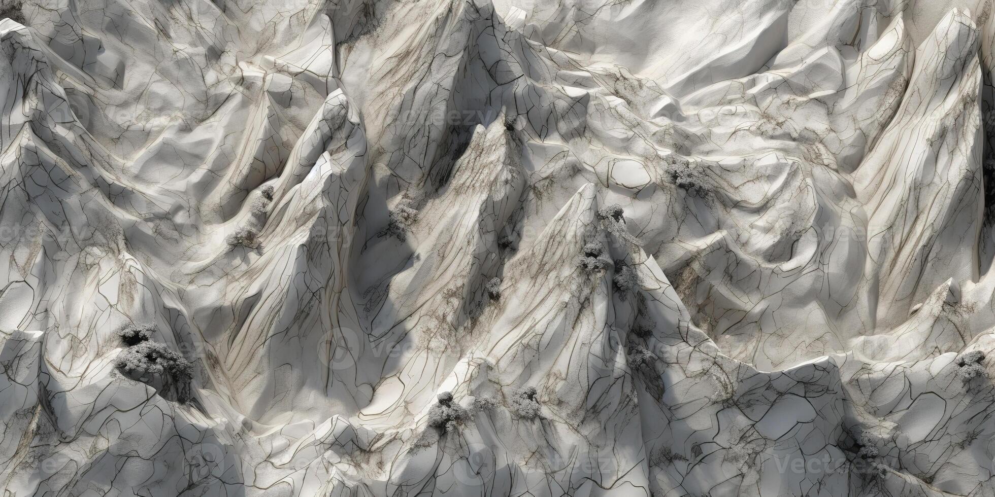 ai généré. ai génératif. une Montagne crête avec beaucoup de gris rochers, dans le style de illusionniste plafond fresques marbres. graphique art photo