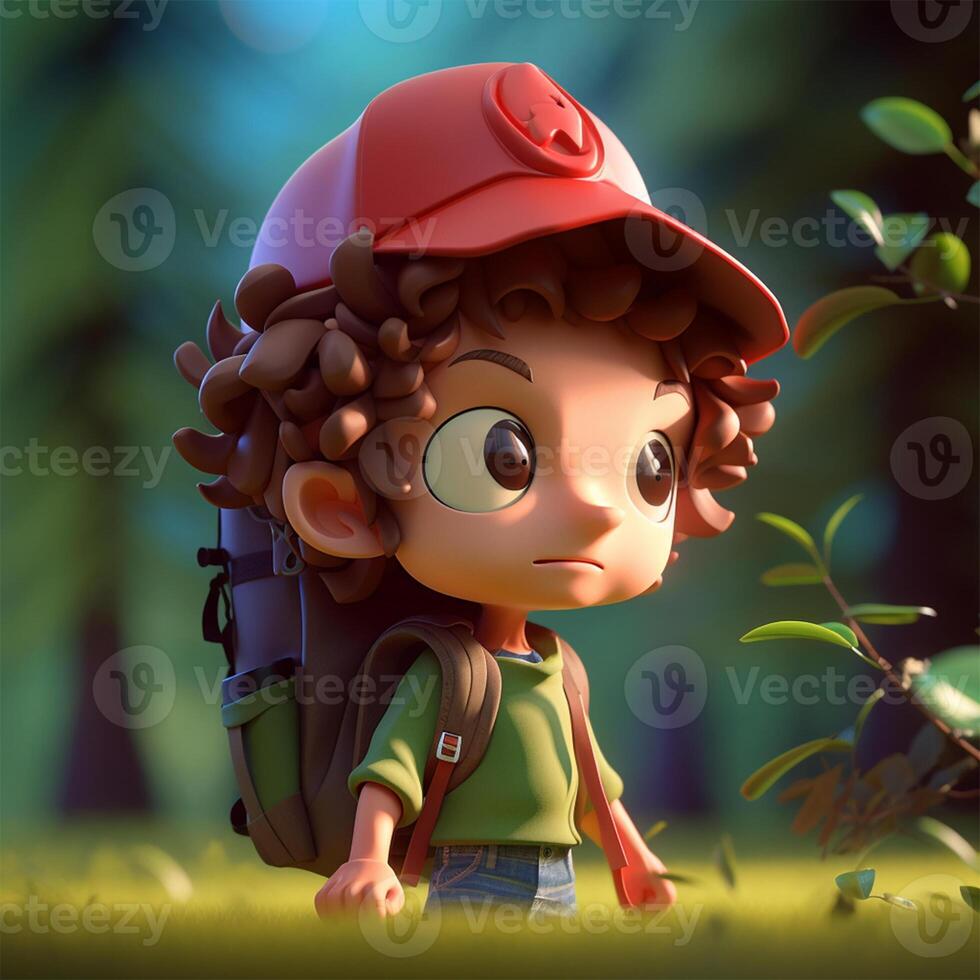 une dessin animé personnage avec une rouge chapeau génératif ai généré photo