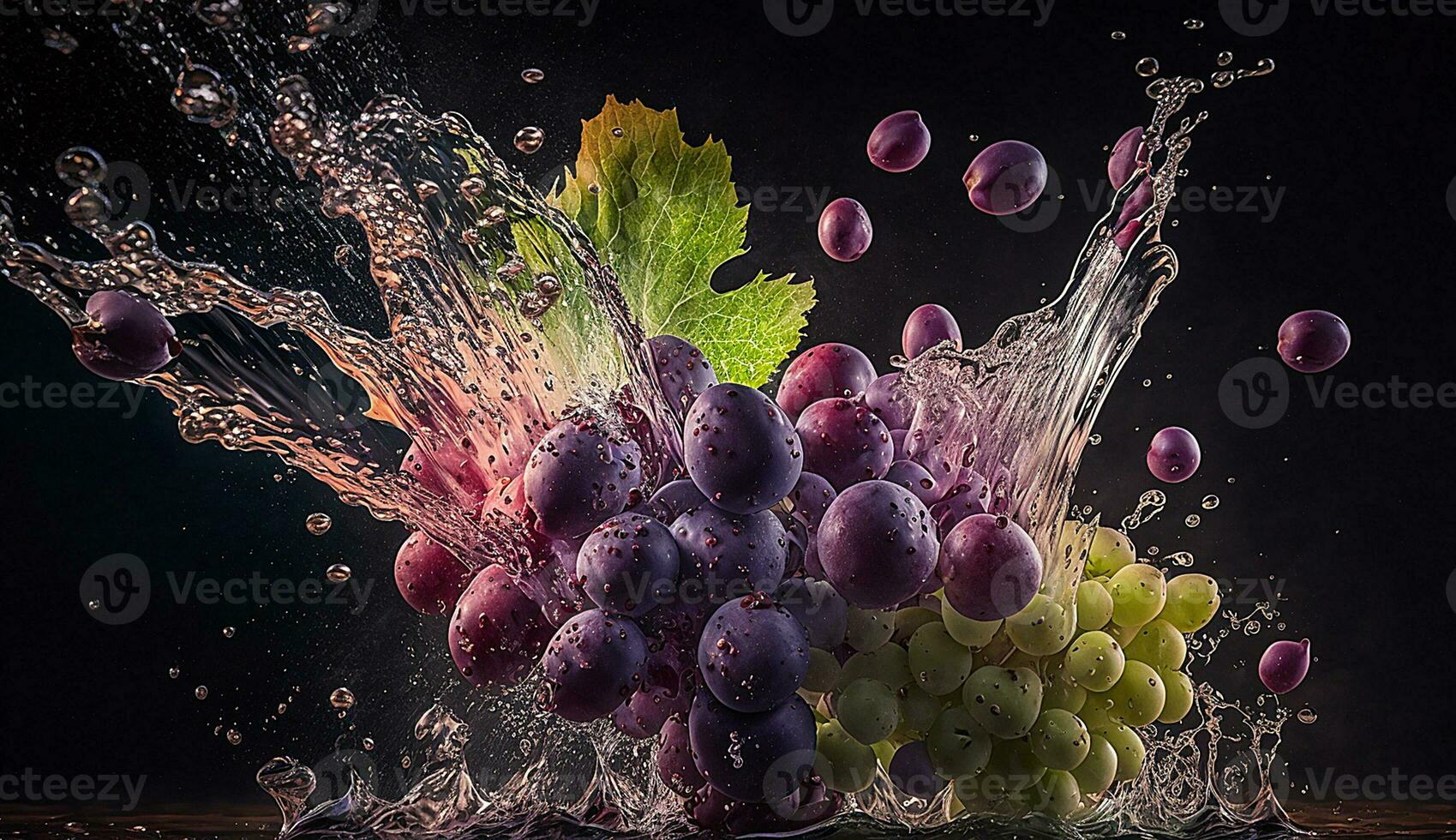 3d les raisins liquide jus éclaboussure magnifique scène Contexte photo illustration