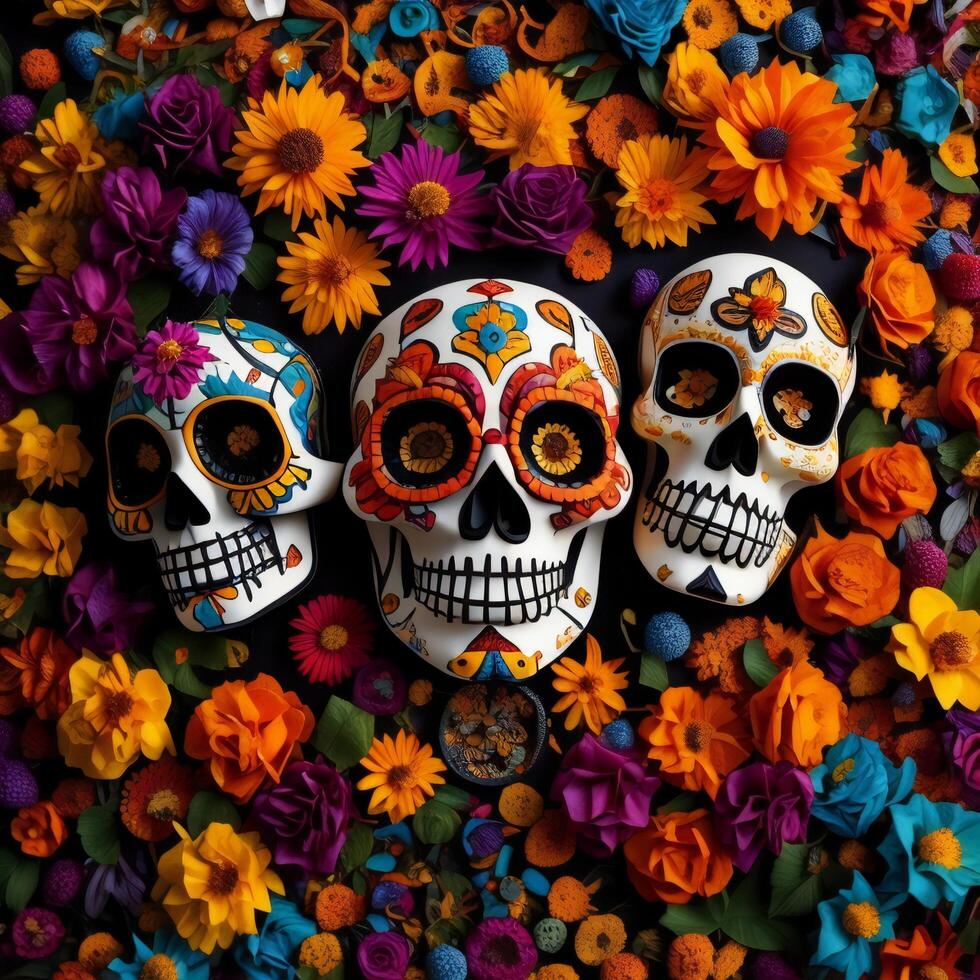 journée de le mort, dia de los morts, mexicain vacances. génératif ai photo