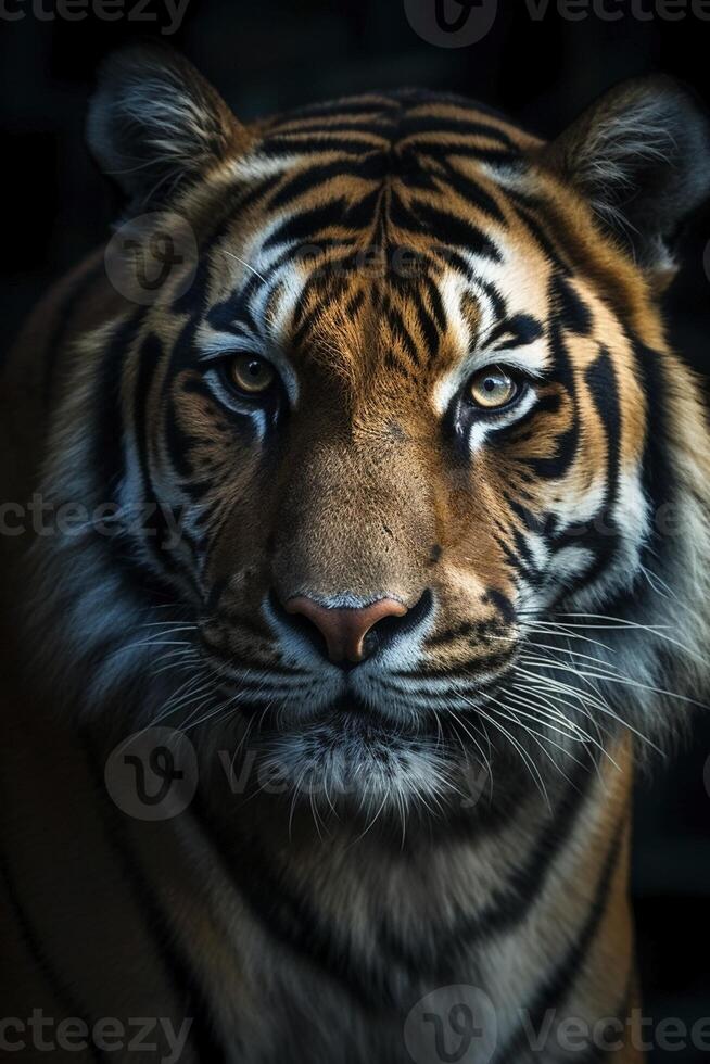 tigre tête portrait, établi avec génératif ai photo