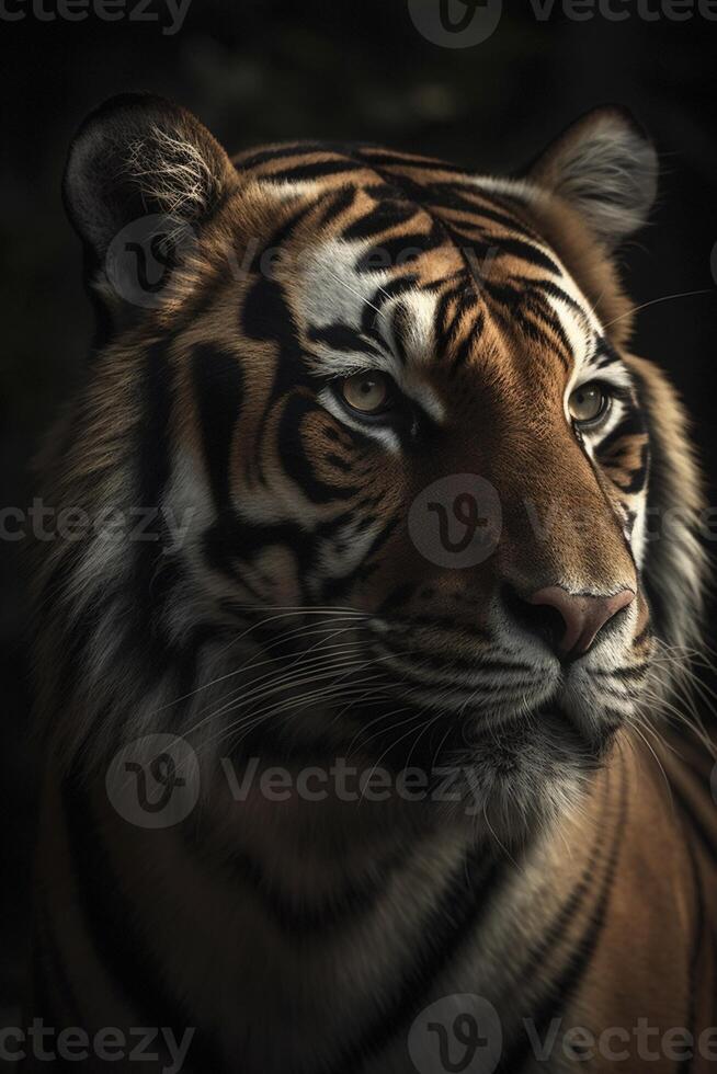 tigre tête portrait, établi avec génératif ai photo