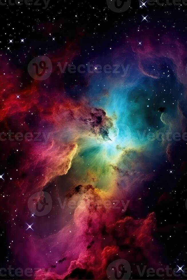 incroyablement magnifique galaxie dans extérieur espace. nébuleuse nuit étoilé ciel dans arc en ciel couleurs. multicolore extérieur espace..créé avec génératif ai photo