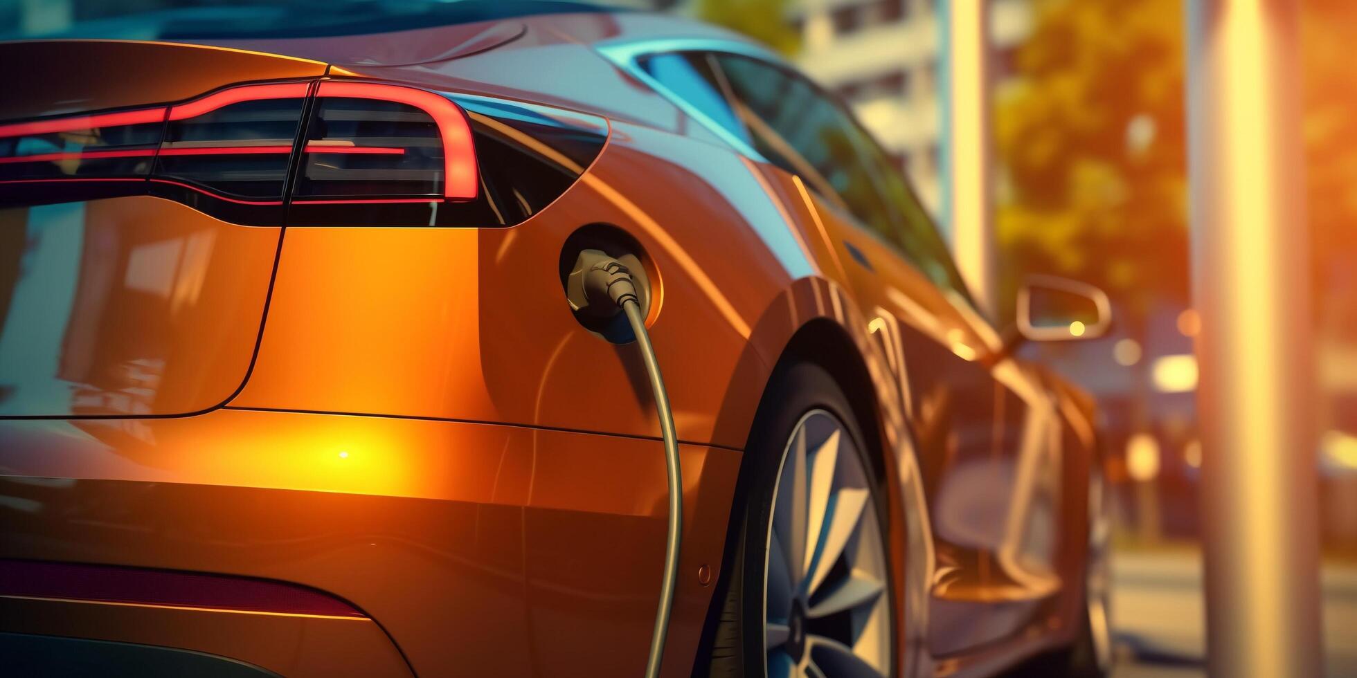 le ev voiture est recharger batterie avec ai généré. photo