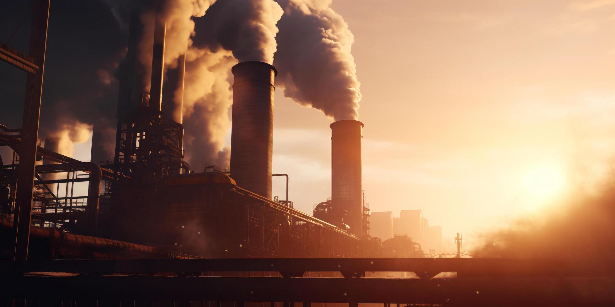 le industriel usine la pollution avec ai généré. photo