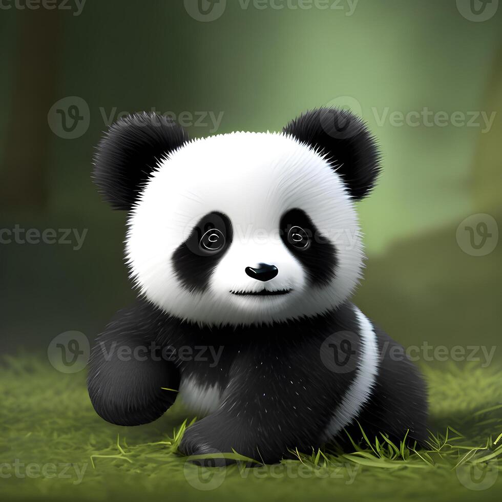 mignonne minuscule peu Panda lionceau , génératif ai photo