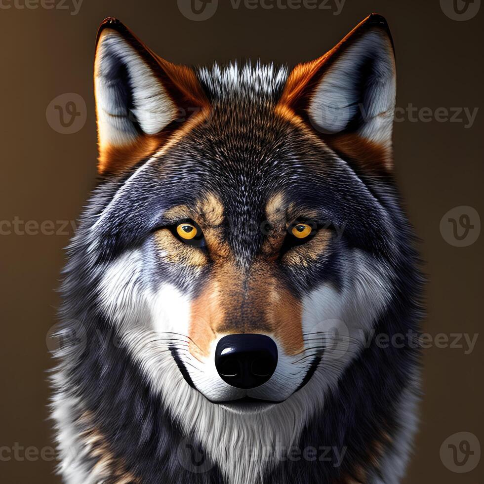 visage de une Loup avec une foncé Contexte. génératif ai photo