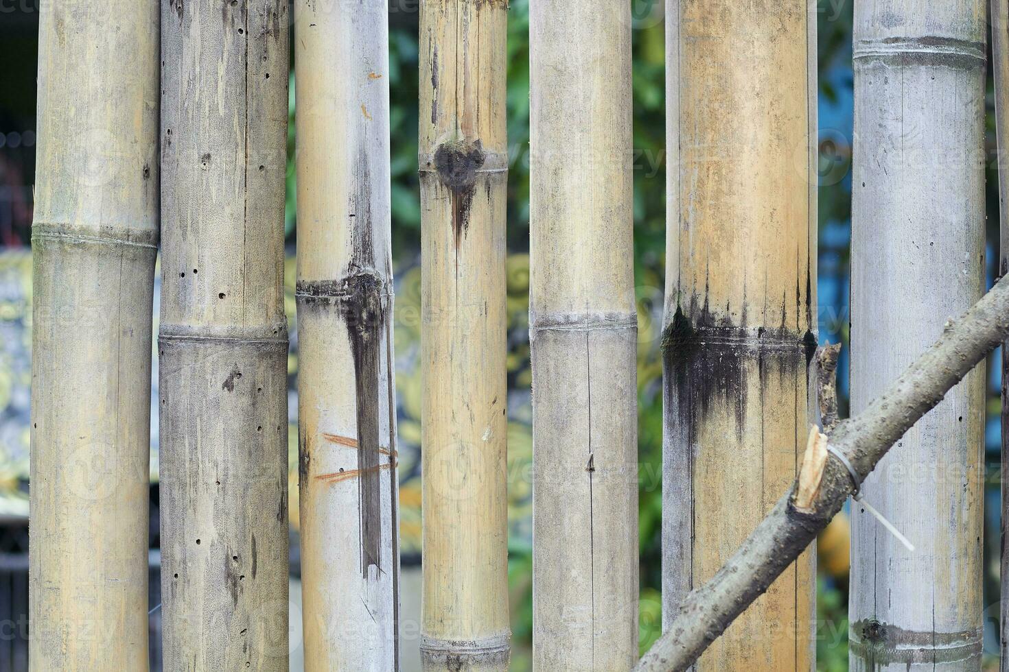 modèle de traditionnel clôture fabriqué de coloré bambou bois photo