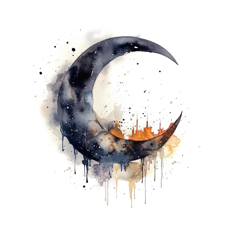 aquarelle lune. illustration ai génératif photo