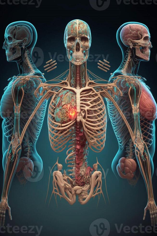 diagramme de le anatomie de le Humain corps. génératif ai. photo