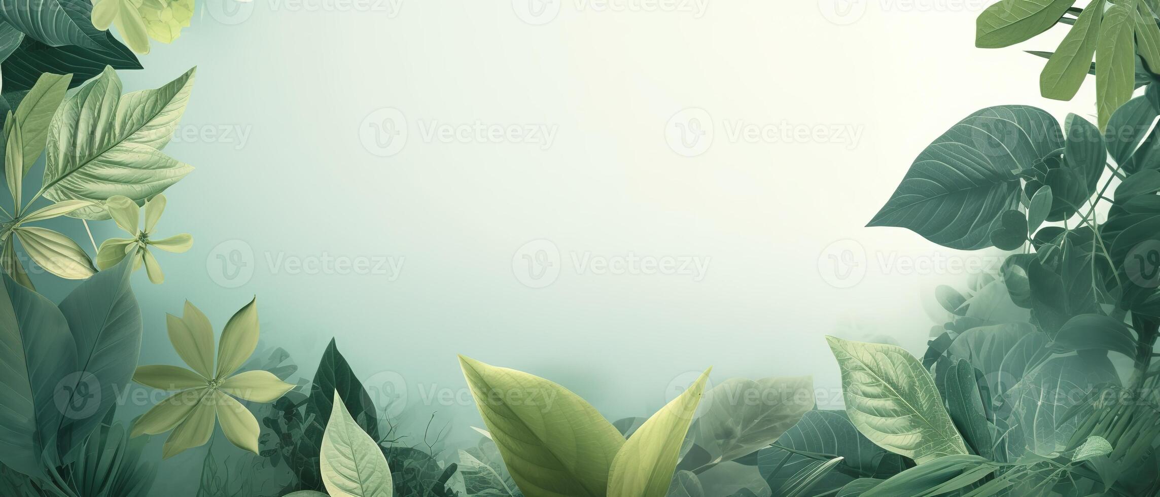 abstrait vert Contexte avec tropical feuilles avec copie espace. ai généré. photo