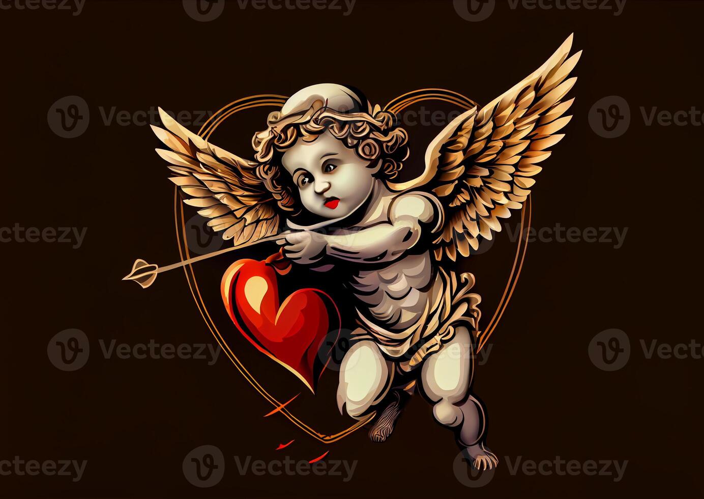 mignonne Cupidon ange avec arc et La Flèche. ai généré photo