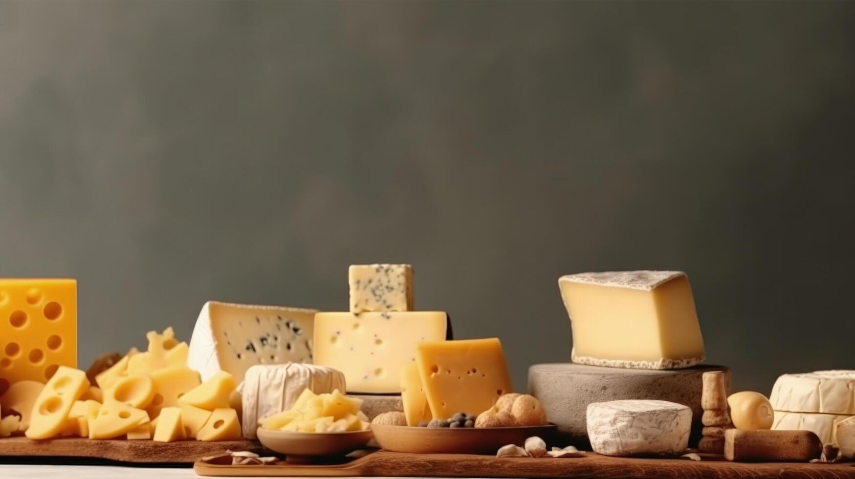 différent sortes de délicieux fromage illustration ai génératif photo