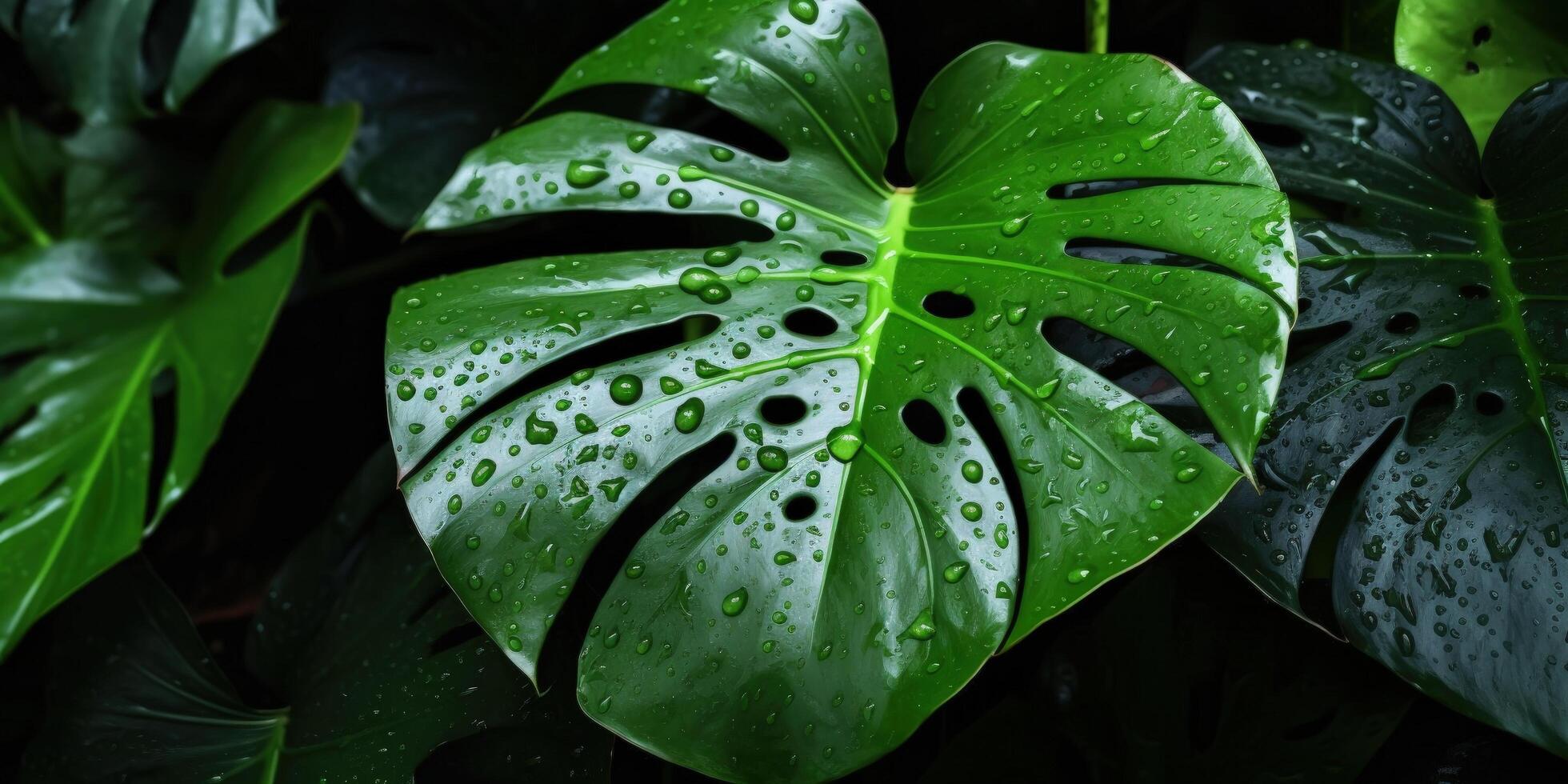 vert tropical feuilles Contexte. illustration ai génératif photo