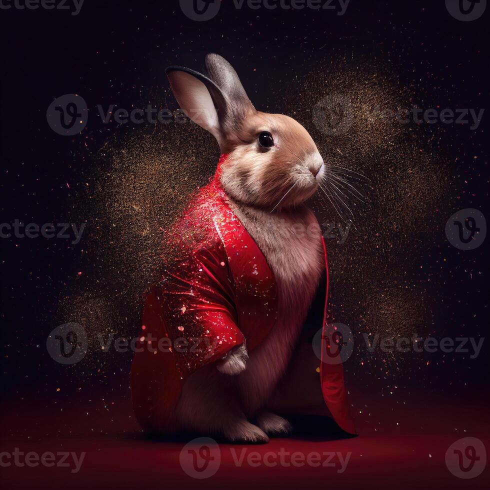 noble lapin dans le chinois Royal palais. génératif ai photo