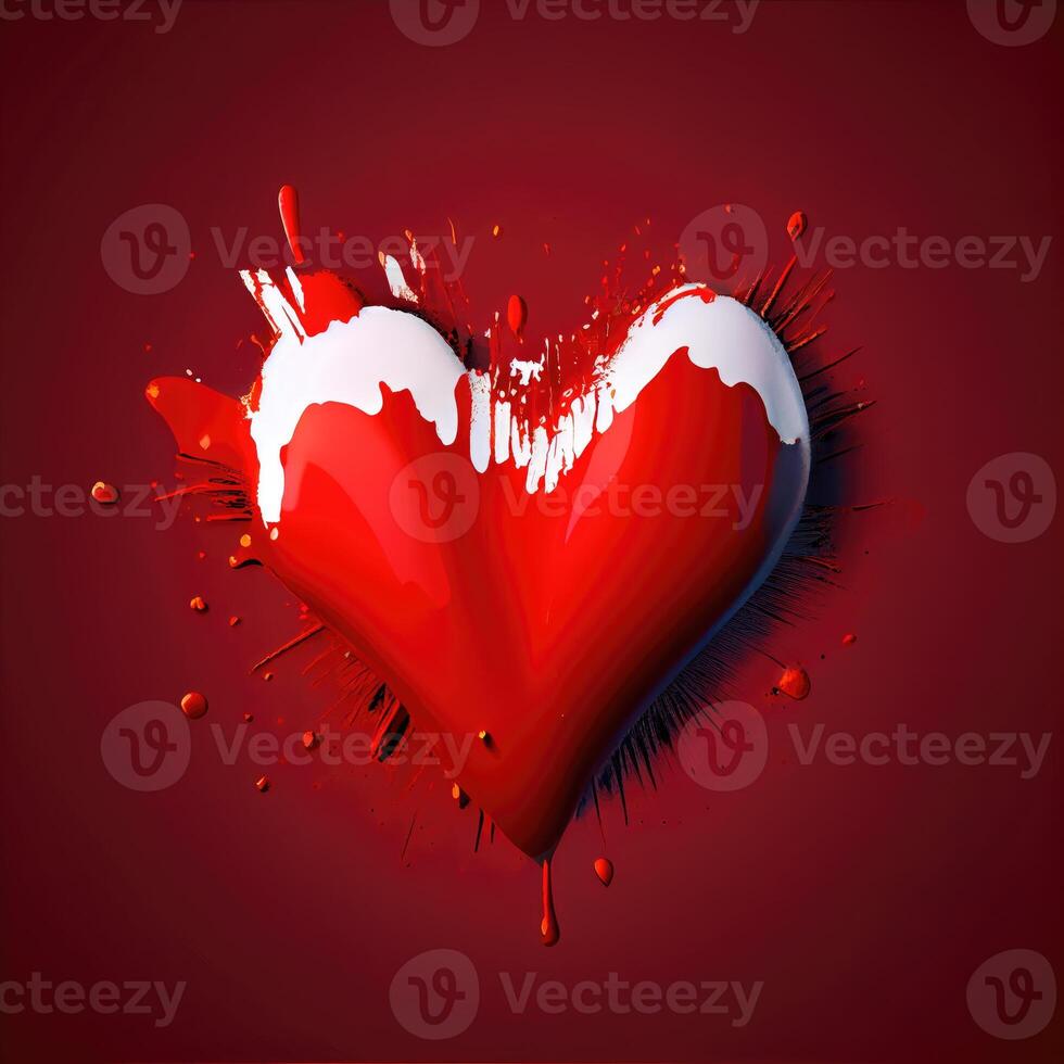 rouge cœur forme sur rouge Contexte. valentines journée et romance concept. numérique art illustration thème. génératif ai photo