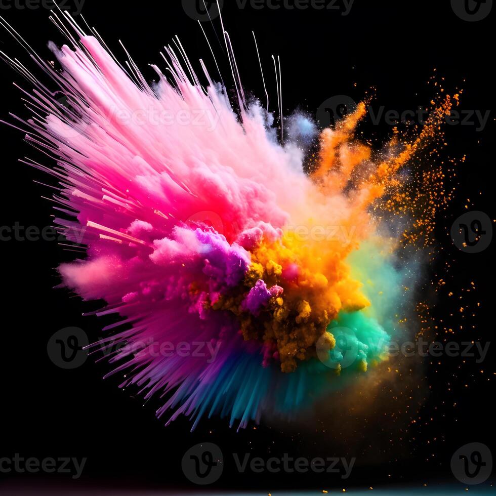 coloré poudre explosion dans le air, génératif ai photo
