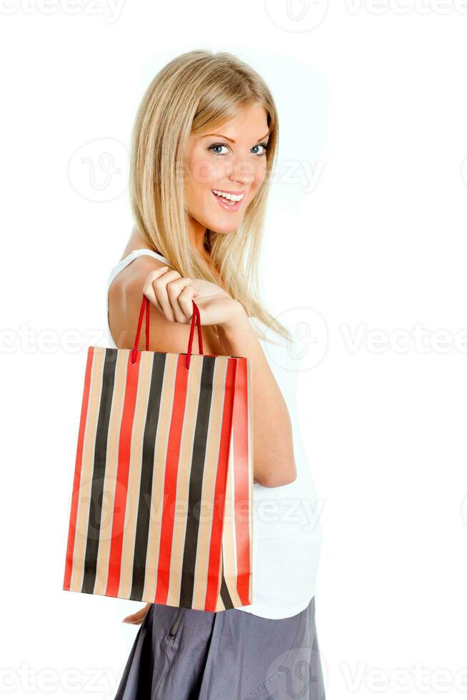 une femme avec achats Sacs photo