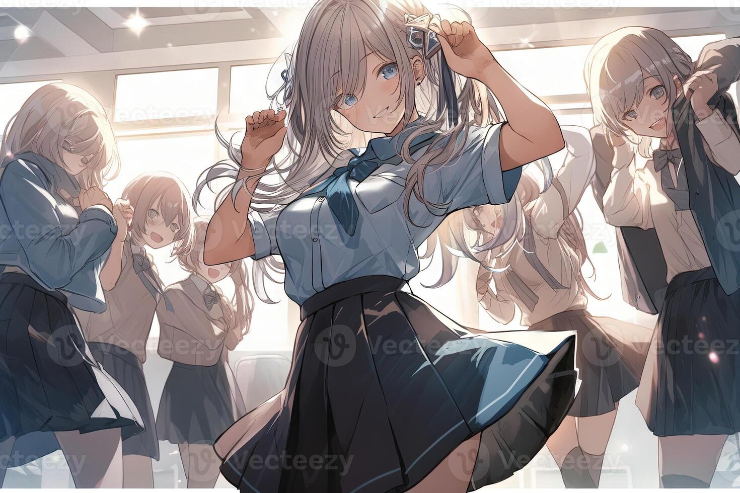 école fille dansant à le disco manga anime fille illustration génératif ai photo