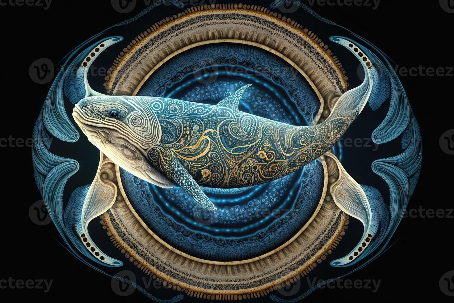 baleine animal mandala fractale illustration génératif ai photo