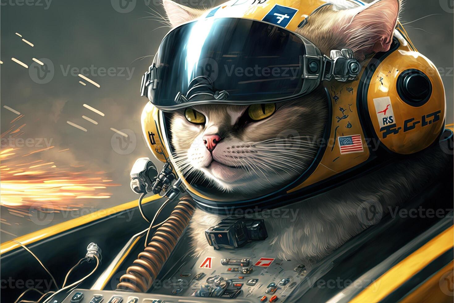 chat f1 courses voiture pilote illustration génératif ai photo