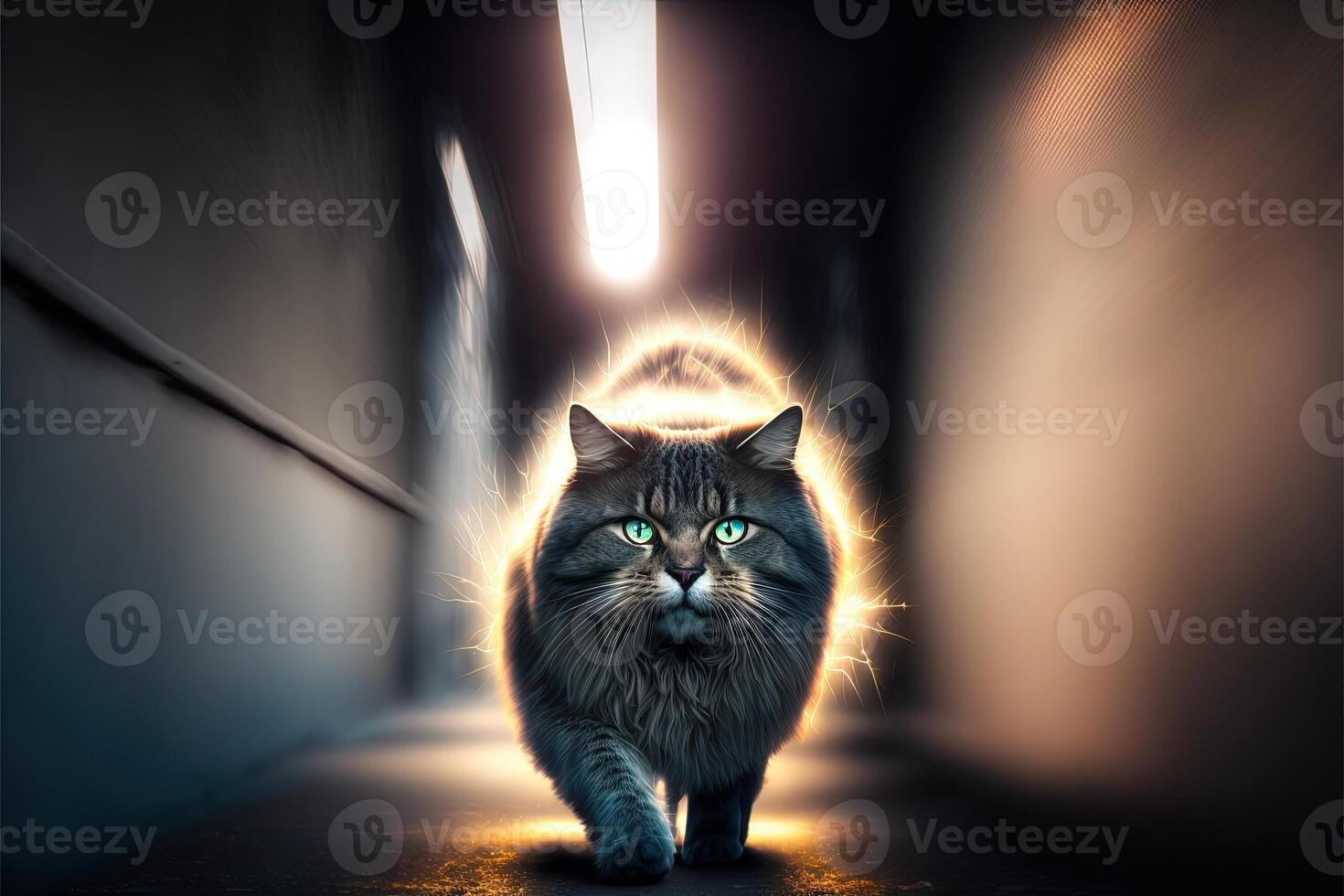 chat fonctionnement à vitesse de la lumière llustration génératif ai photo