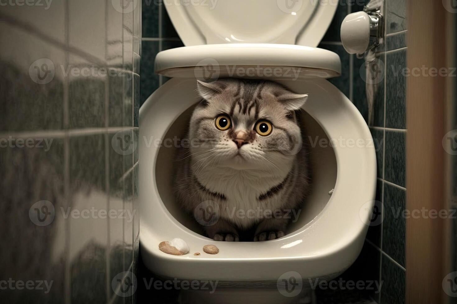 chat en utilisant toilette illustration génératif ai photo