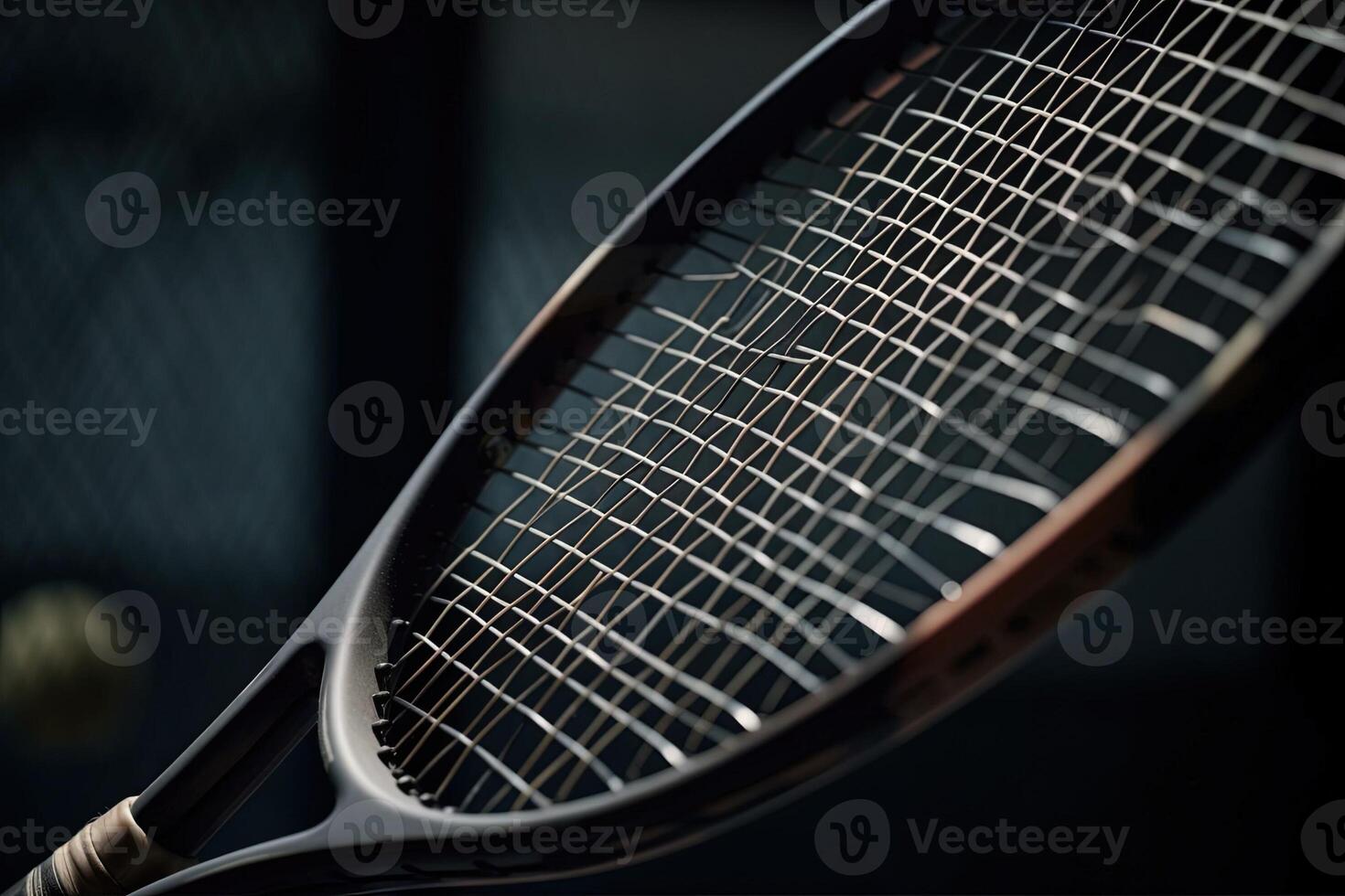 tennis raquette frappe le Balle dans énergie détail explosif illustration génératif ai photo