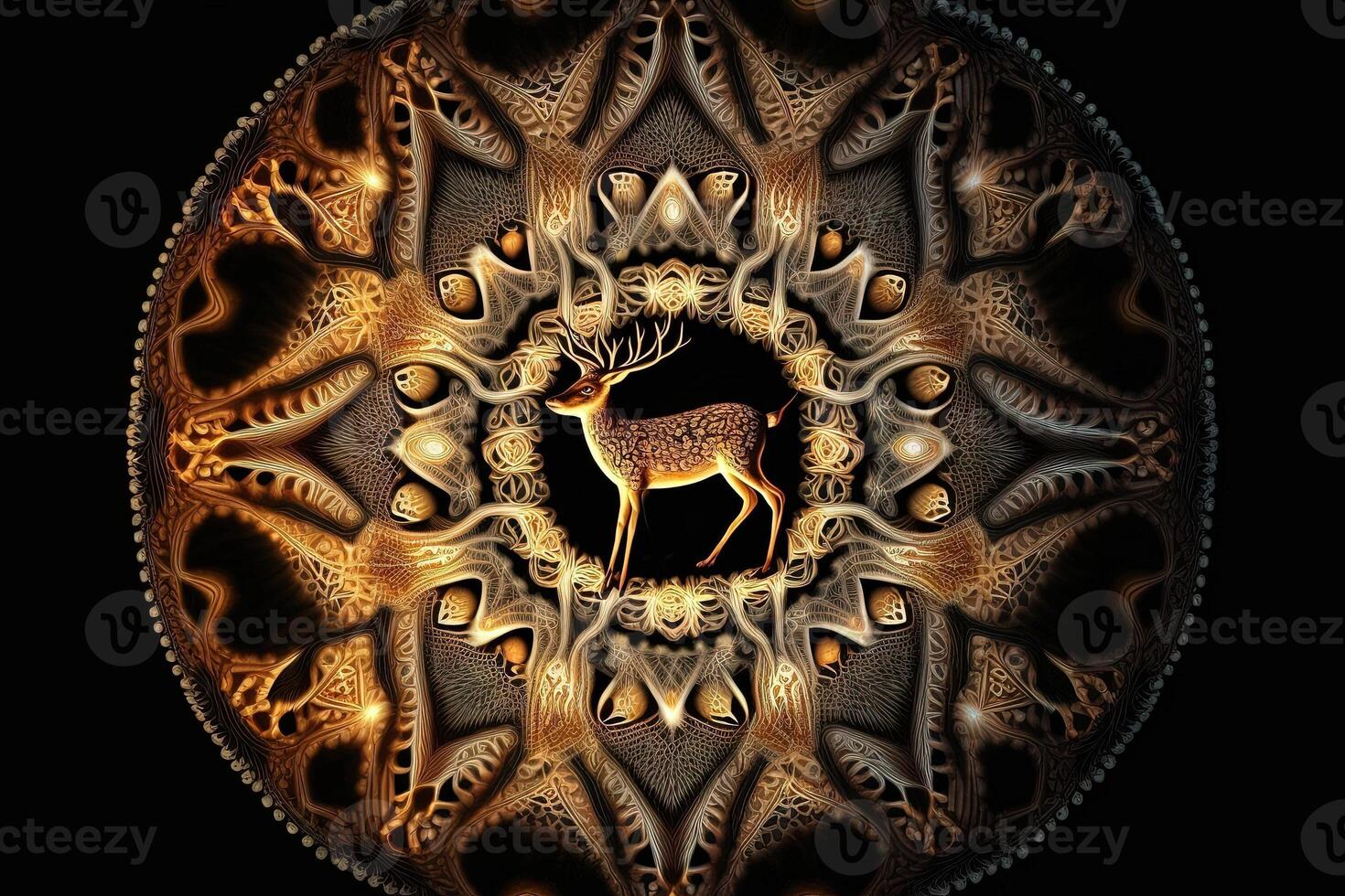 cerf animal mandala fractale illustration génératif ai photo