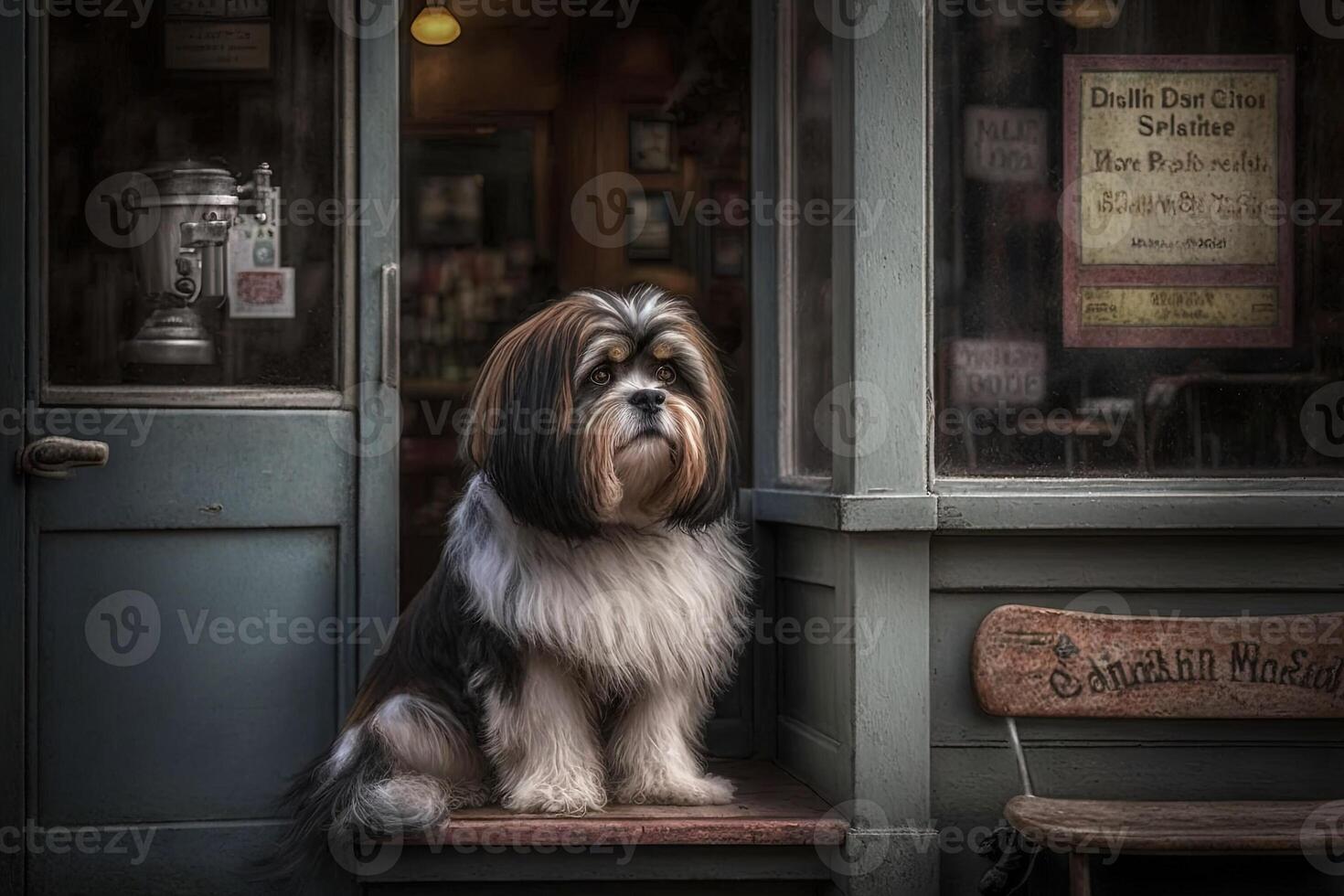 chien à le coiffeur illustration génératif ai photo