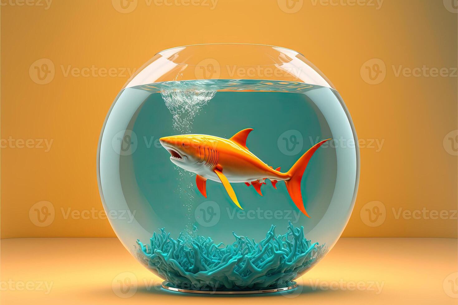 requin à l'intérieur une poisson bol illustration ouvrages d'art génératif ai photo