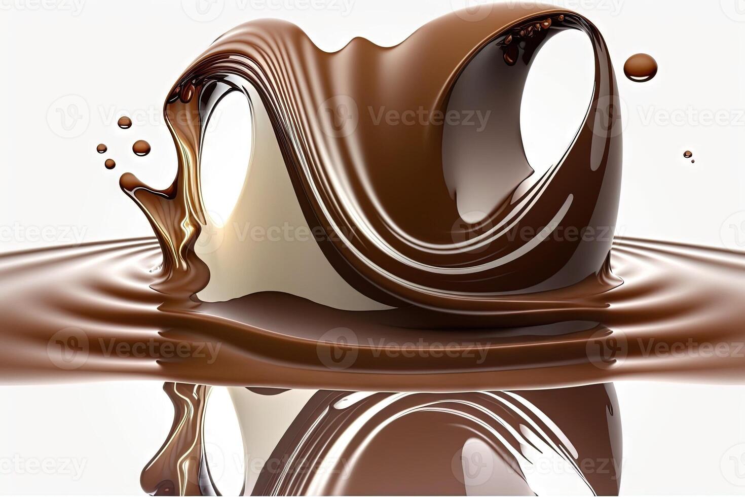 liquide Chocolat vague sur blanc Contexte illustration génératif ai photo