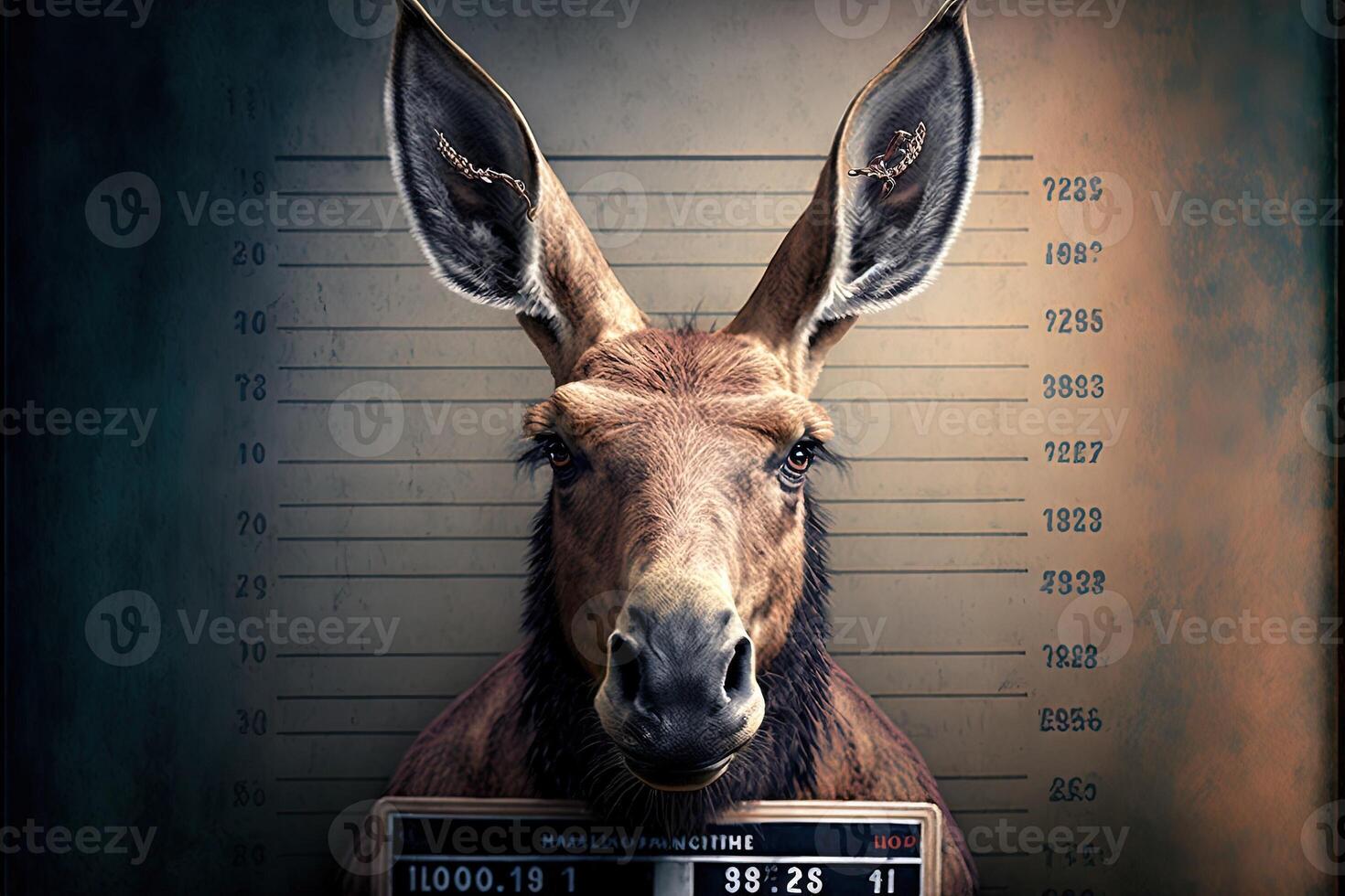 âne mal animal police mugshot ligne en haut génératif ai photo