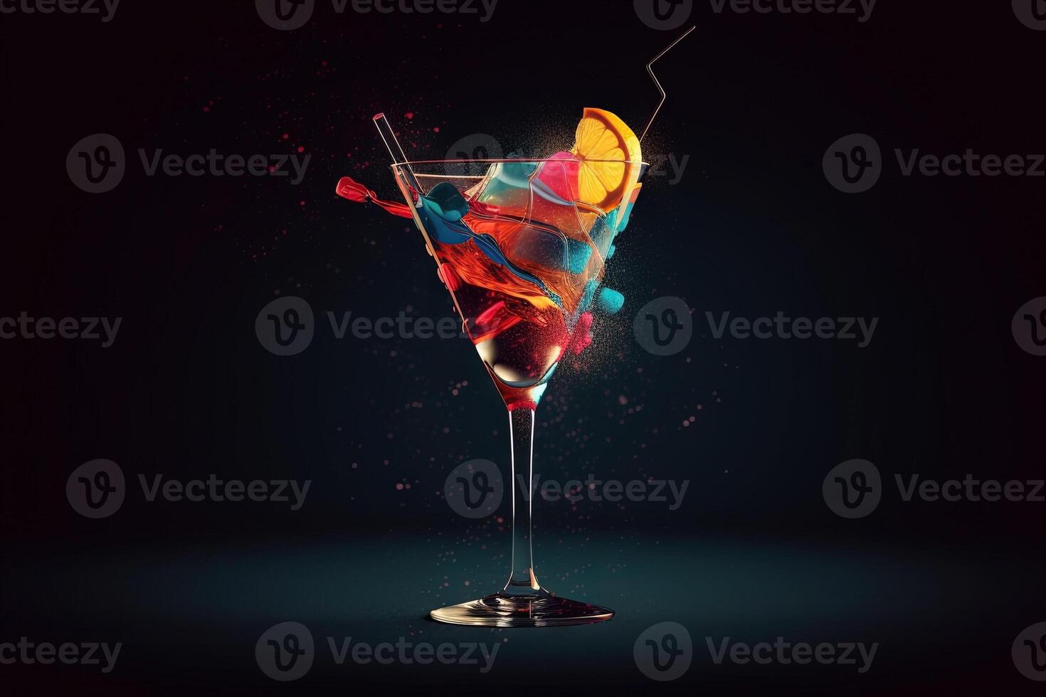 monde cocktail journée abstrait illustration génératif ai photo