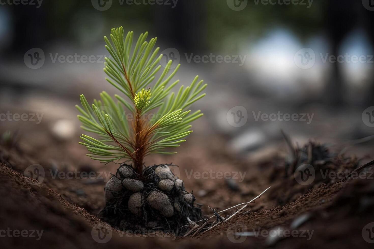 Jeune pin arbre semis illustration génératif ai photo