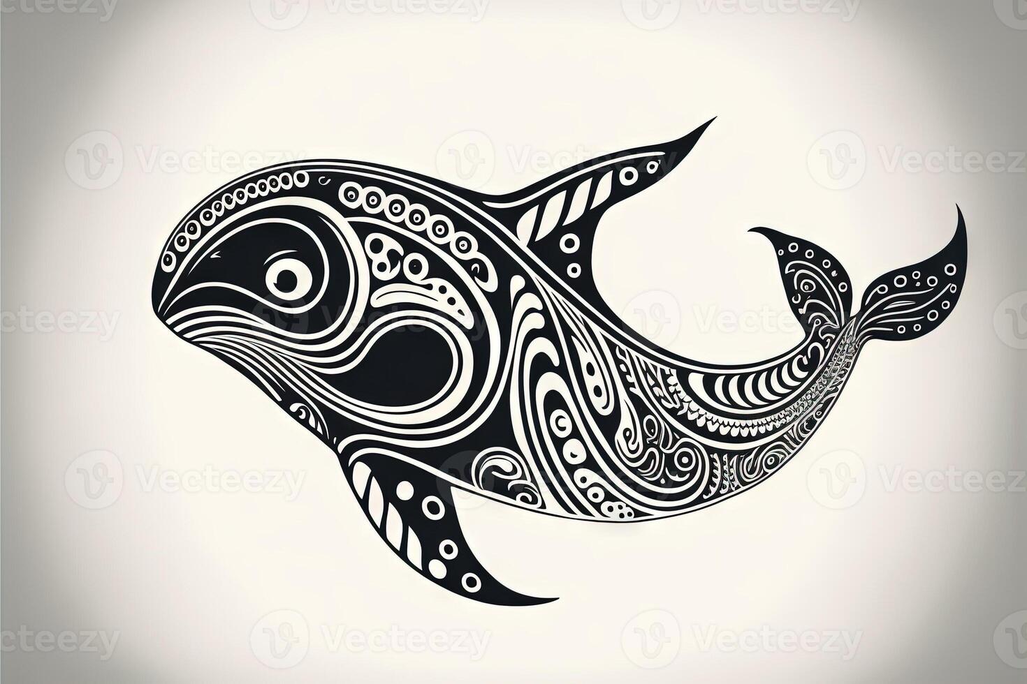 maori tribal baleine esquisser polynésien tatouage modèle illustration génératif ai photo