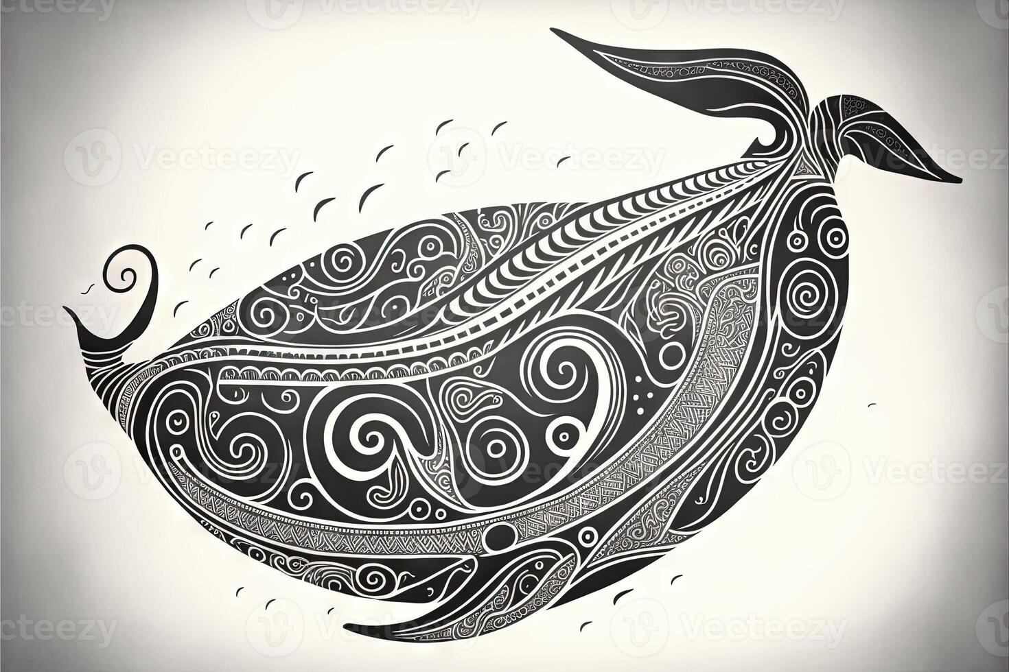 maori tribal baleine esquisser polynésien tatouage modèle illustration génératif ai photo