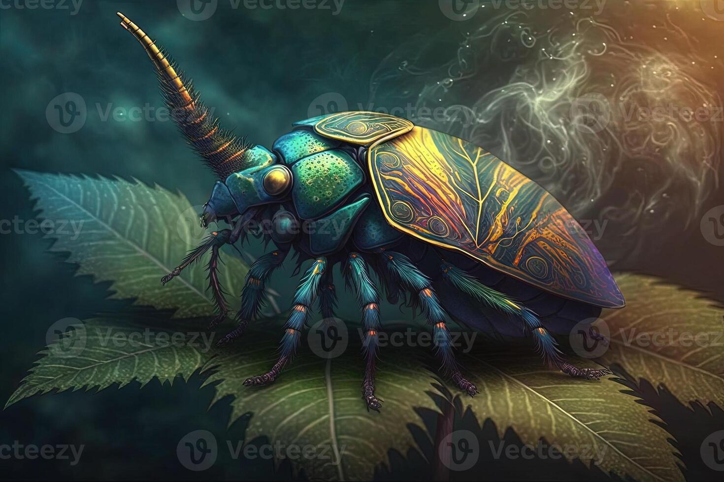 scarabée insecte animal fumeur ganja cannabis illustration génératif ai photo