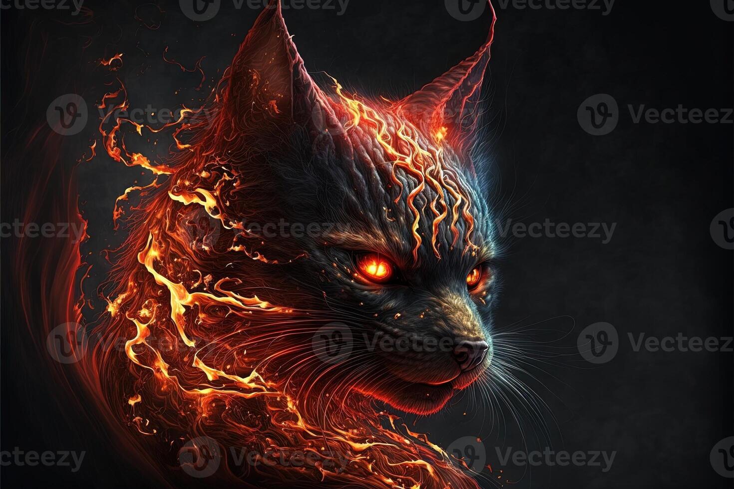 chat rouge flamboyant dragon illustration génératif ai photo